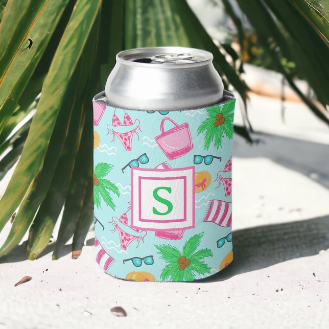 Personalized Beach Day / Monogram Preppy Beach Can Cooler (Creator Uploaded)