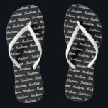 Personalized beach flip flops with fun pattern<br><div class="desc">Personalized beach flip flops with chic pattern. Make your own custom sandals for men and women. Great for summer Birthday, trendy destination wedding, fun pool party and more. Cool seaside beach accessories with name or monogrammed pattern. Add your own text and background colour to these slippers. Elegant modern wedge sandals...</div>