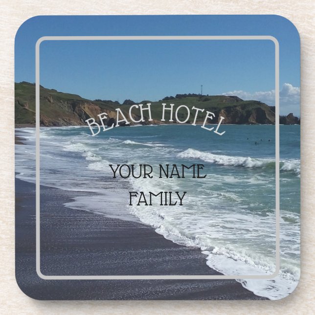Personalized Beach Hotel Coaster (Front)