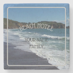 Personalized Beach Hotel Decor Stone Coaster