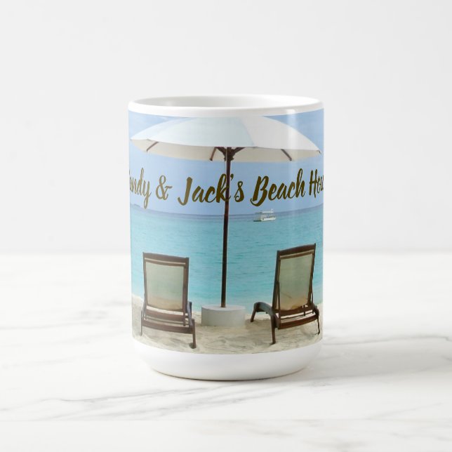 Personalized Beach House Chairs in Sand Coffee Mug (Center)