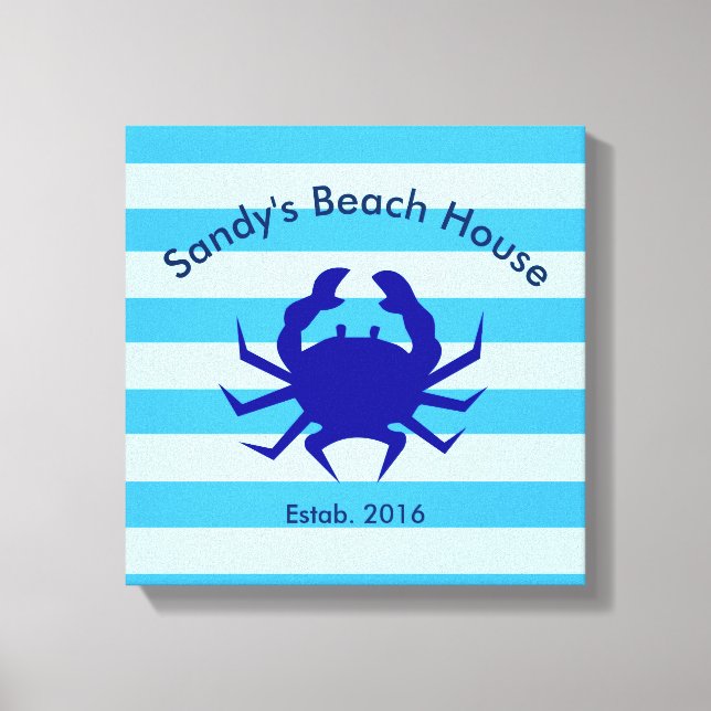 Personalized Beach House Nautical Canvas Wall Art (Front)