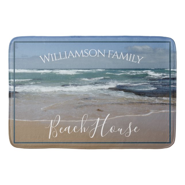Personalized Beach House Ocean Large Bath Mat (Front)