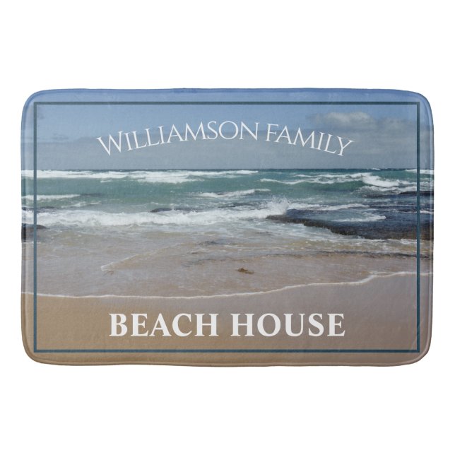 Personalized Beach House Ocean Large Bath Mat (Front)