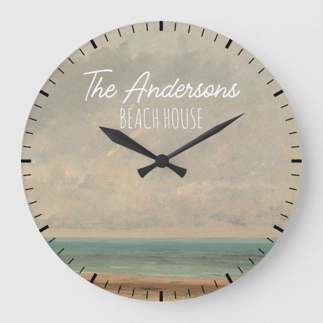 Personalized Beach House Seaside Wall Clock (Front)