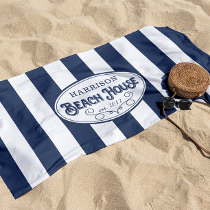 Personalized Beach House Stripe Towel