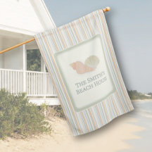 Personalized Beach House Striped Porch Flag 