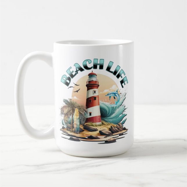Personalized Beach Life Coffee Mug (Left)