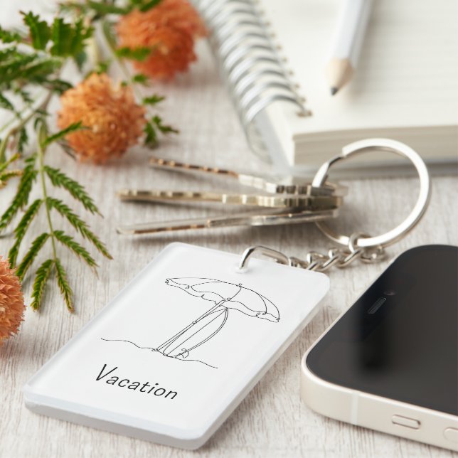 Personalized Beach Line Art Keychain (Front Right)