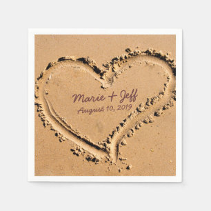 Personalized Beach Love Wedding Heart Napkin