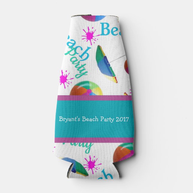 Personalized Beach Party Bottle Cooler (Front)