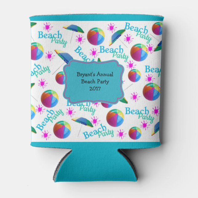 Personalized Beach Party Can Template Can Cooler (Front)