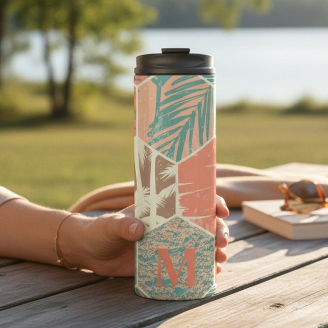 Personalized Beach Pattern Monogram Thermal Tumbler (Creator Uploaded)