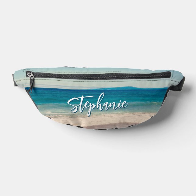 Personalized Beach Photo Ocean Blue Fanny Pack (Lay Down)