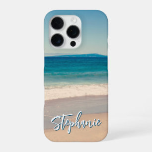 Personalized Beach Photo Ocean Blue iPhone 16 Pro Case