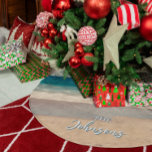 Personalized Beach Photo Ocean Blue Scenic Brushed Polyester Tree Skirt<br><div class="desc">A lovely vintage style photo of a beach in California on a Christmas tree skirt.
Customize with your family name to create your own custom personalized gift.
There are a lot of lovely modern calligraphy script styles to choose from.</div>