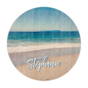 Personalized Beach Photo Ocean Blue Scenic Cutting Board