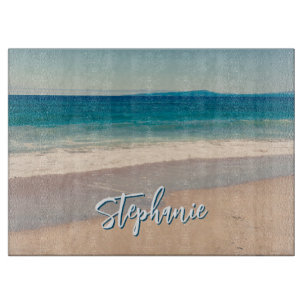 Personalized Beach Photo Ocean Blue Scenic Cutting Board
