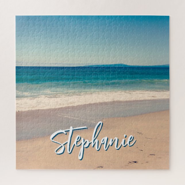 Personalized Beach Photo Ocean Blue Scenic Jigsaw Puzzle (Vertical)