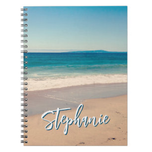 Personalized Beach Photo Ocean Blue Scenic Notebook
