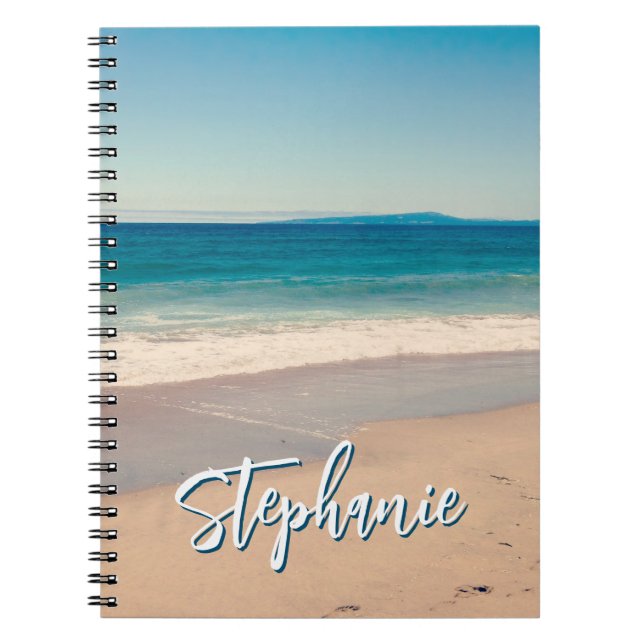 Personalized Beach Photo Ocean Blue Scenic Notebook (Front)