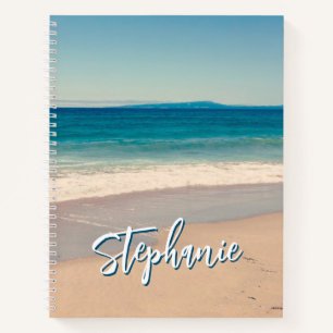 Personalized Beach Photo Ocean Blue Scenic Notebook