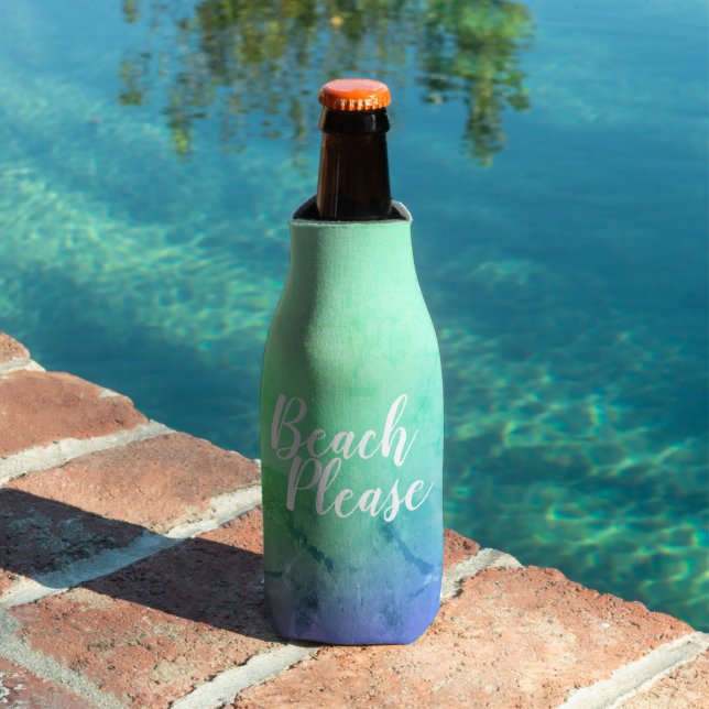 Personalized Beach Please Aqua Blue Ombre Bottle Cooler (In Situ Pool)