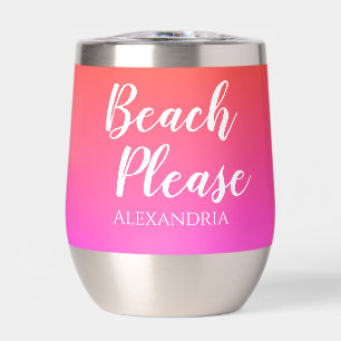 Personalized Beach Please Orange Pink Ombre