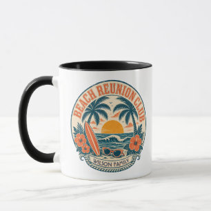 Personalized Beach Reunion Club Retro Sunset Desig Mug