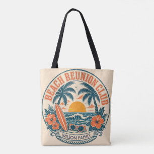 Personalized Beach Reunion Club Retro Sunset Desig Tote Bag