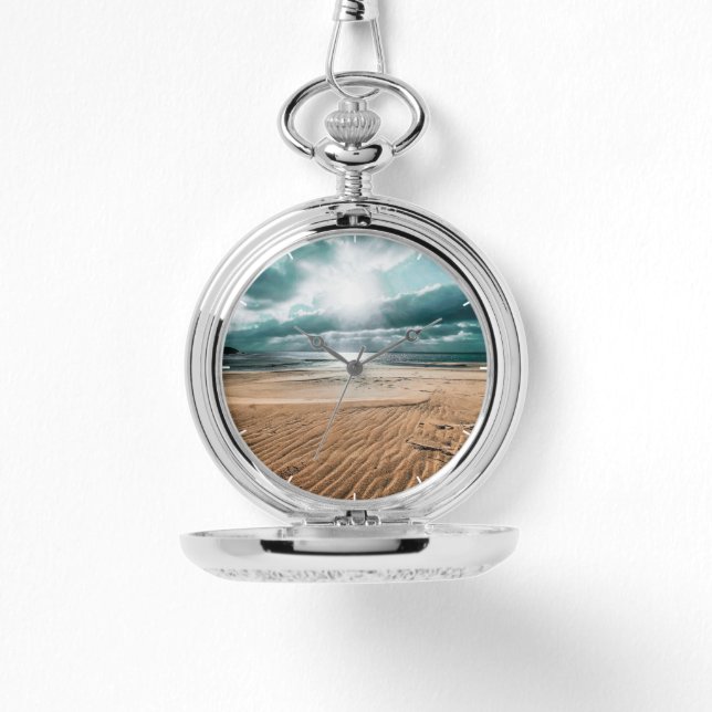 Personalized Beach Scene Clock Watch (Front)