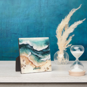 Personalized Beach Sea Waves Coastal Fun Plaque
