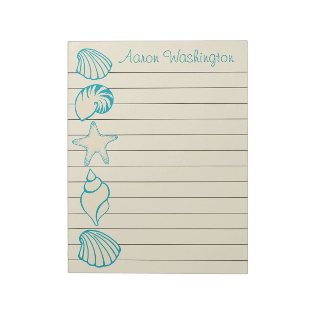 Personalized Beach Seashell Notepad (Rotated)