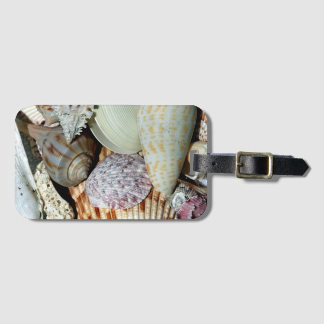 Personalized Beach Seashells Photo Luggage Tag (Front Horizontal)