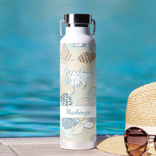 Personalized Beach Seashells Summer Water Bottle