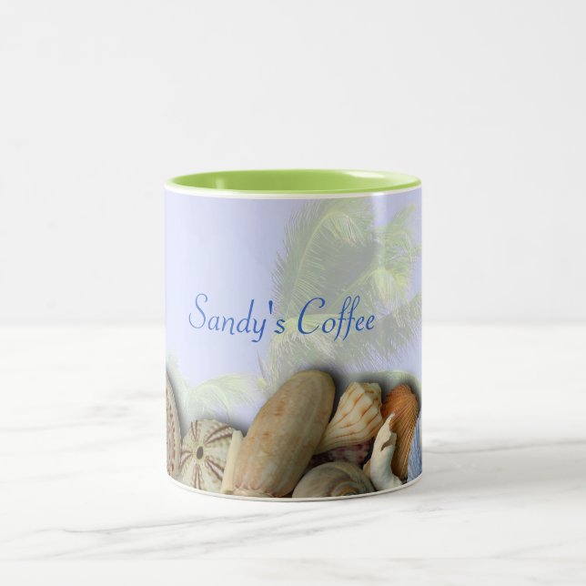 Personalized Beach Shells, Palm Trees Coffee Mug (Center)