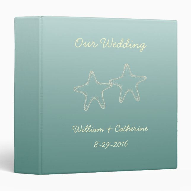 Personalized Beach Starfish Wedding Binder Gift (Front/Spine)