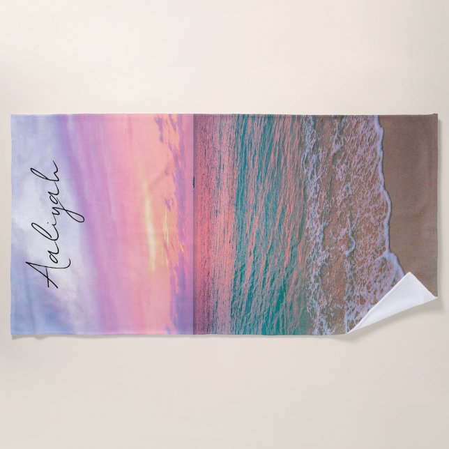 Personalized Beach Sunset Towel (Front)