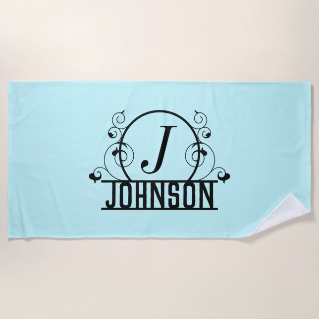 Personalized Beach Towel Custom Name Towel Blue (Front)