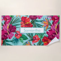 Personalized Beach Towel Hibiscus