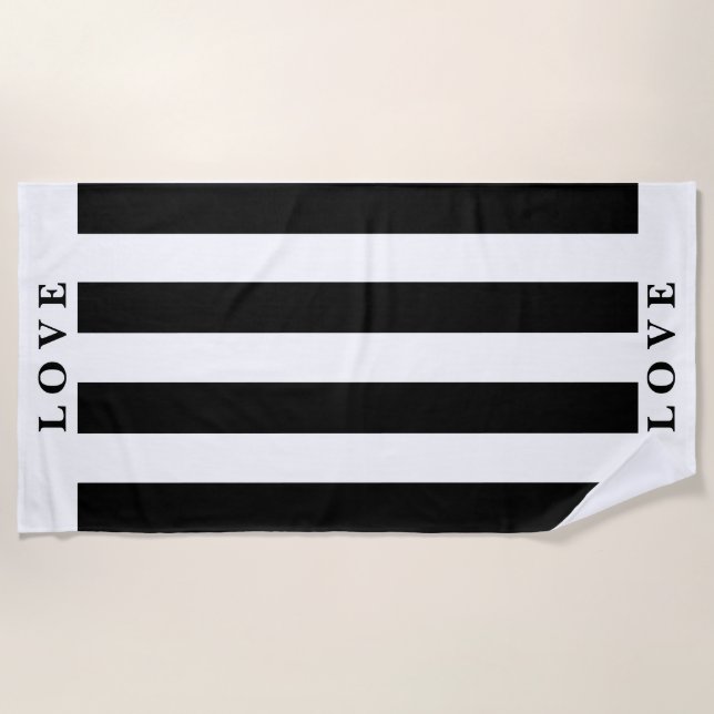 Personalized Beach Towel – Modern Striped Design (Front)