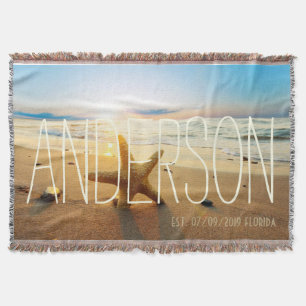 Personalized Beach Wedding Beach House Custom Throw Blanket