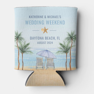 Personalized Beach Wedding Can Cooler