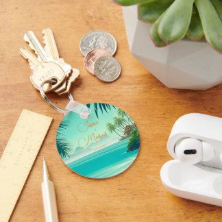 Personalized beach wedding favour keychain
