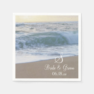 Personalized Beach Wedding Monogram Names Date Pap Napkin