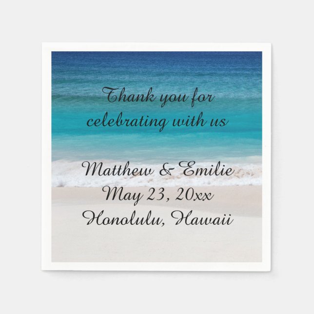 Personalized Beach Wedding Napkins (Front)