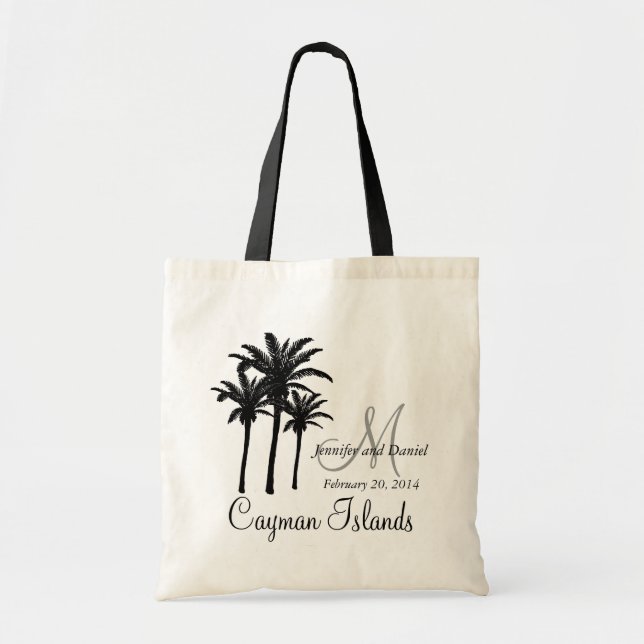 Personalized Beach Wedding Tote Bag Palm Trees (Front)