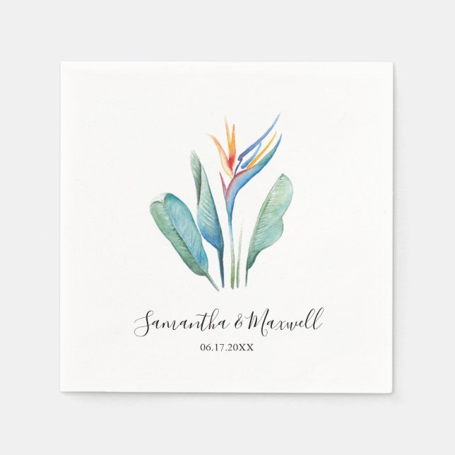 Personalized Beach Wedding Tropical Theme Napkin (Front)