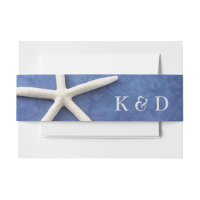 Personalized Beach Wedding White Star Fish on Blue