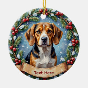 Personalized Beagle Christmas Ceramic Ornament